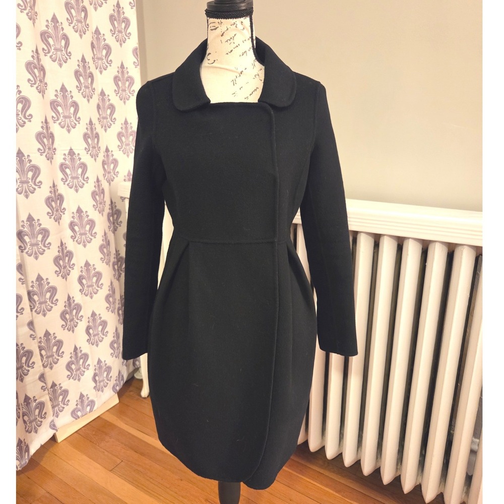 Wool+Cashmere Peter Pan Collar Empire Waist Retro Style Lightwt Coat Sz 36/XS